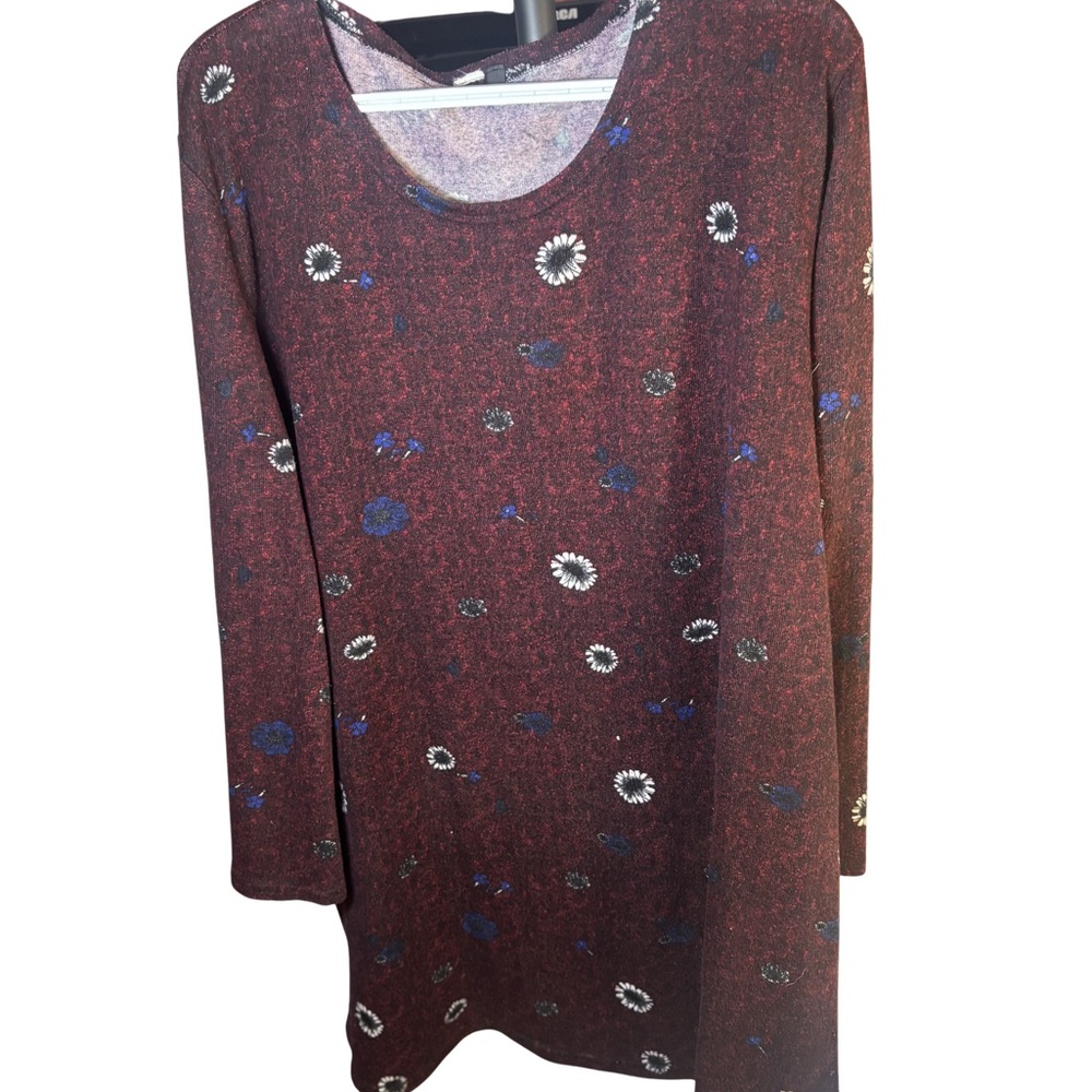 Floral Long Bell Sleeve Tunic Sweater Top Women’s 2X
